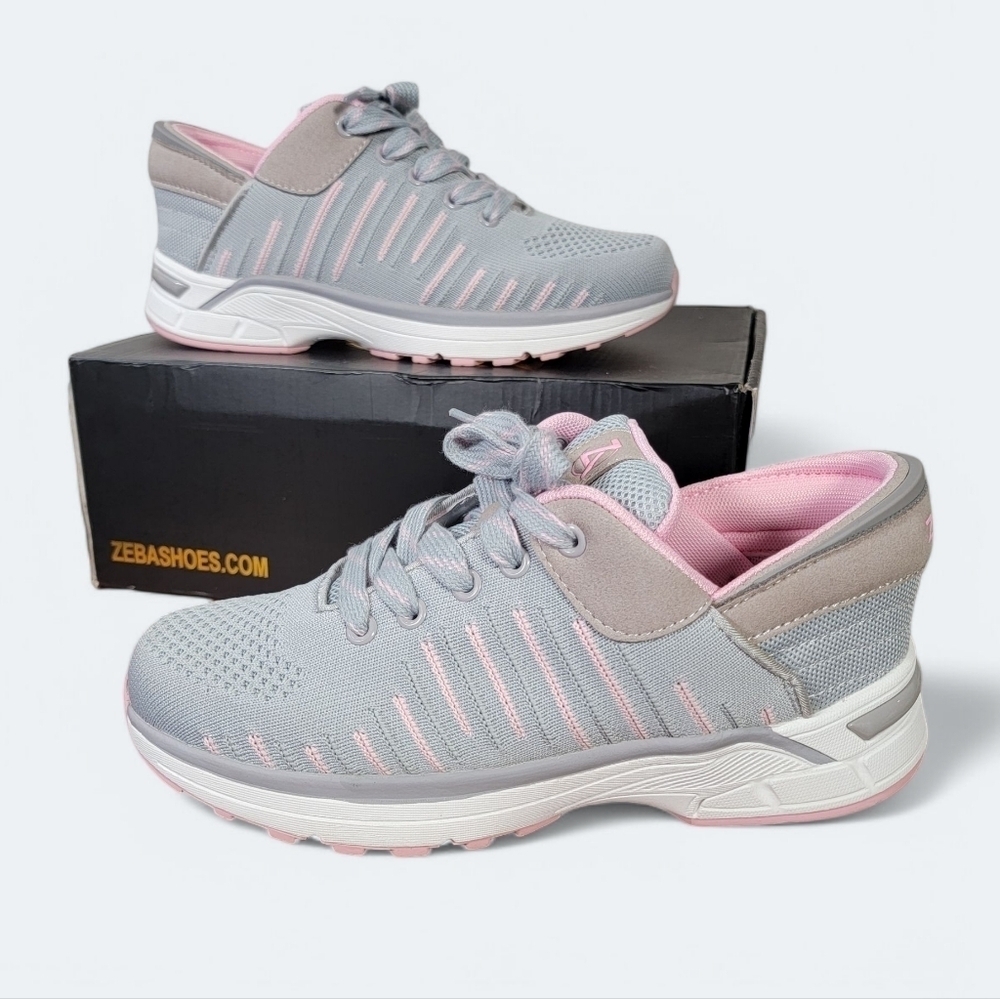 NEW Zeba Shoes Rose Gray Women's Hands Free Sneakers Size 8.5 Extra Wide